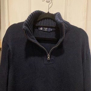 J. Crew 1/4 Zip 100% Cotton Pullover Sweater - Size Large - Dark Navy Blue